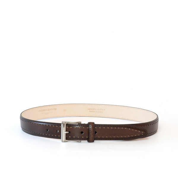 square buckle calf leather belt /  medallion