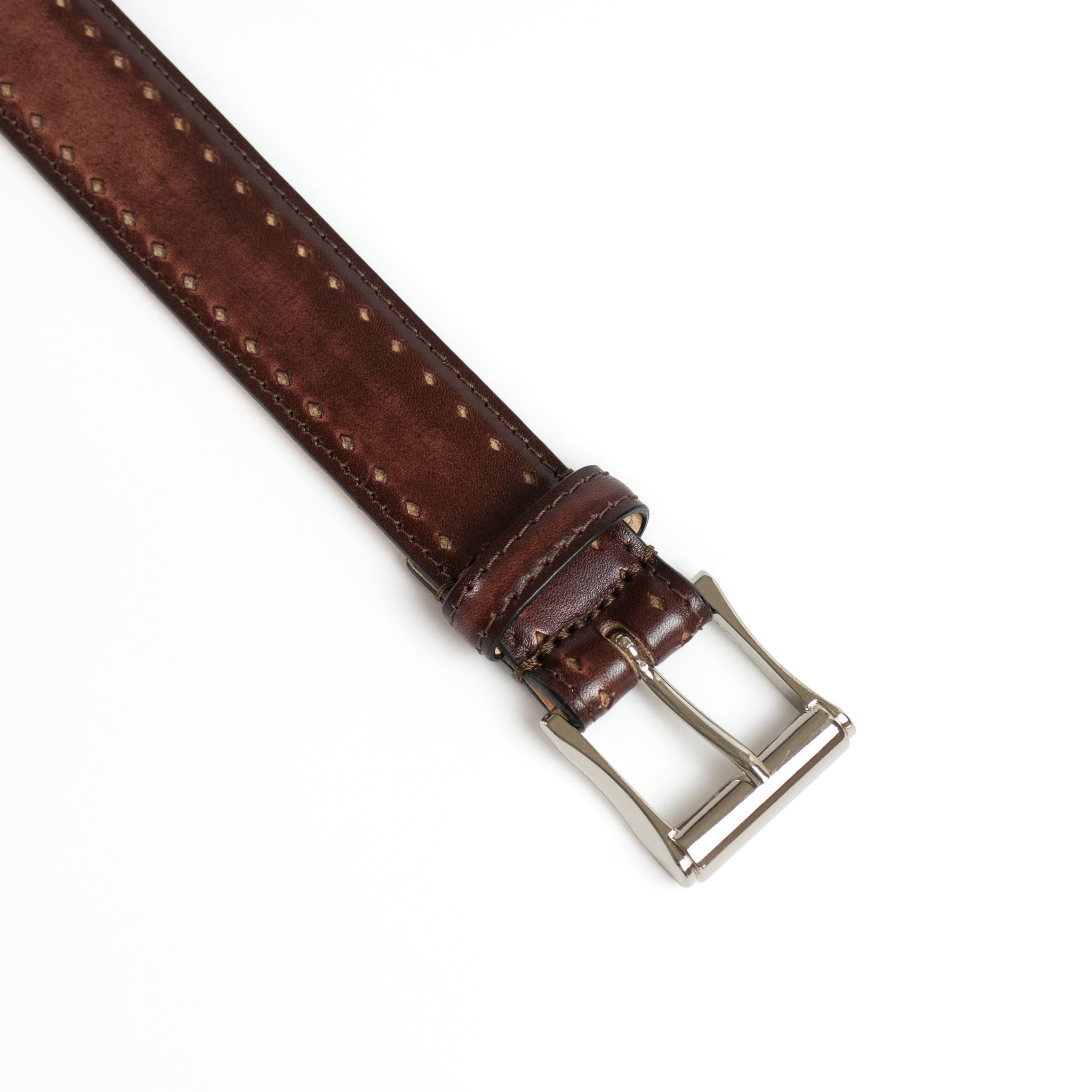 square buckle calf leather belt /  medallion