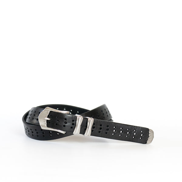 PERFORATED LEATHER WESTERN BELT