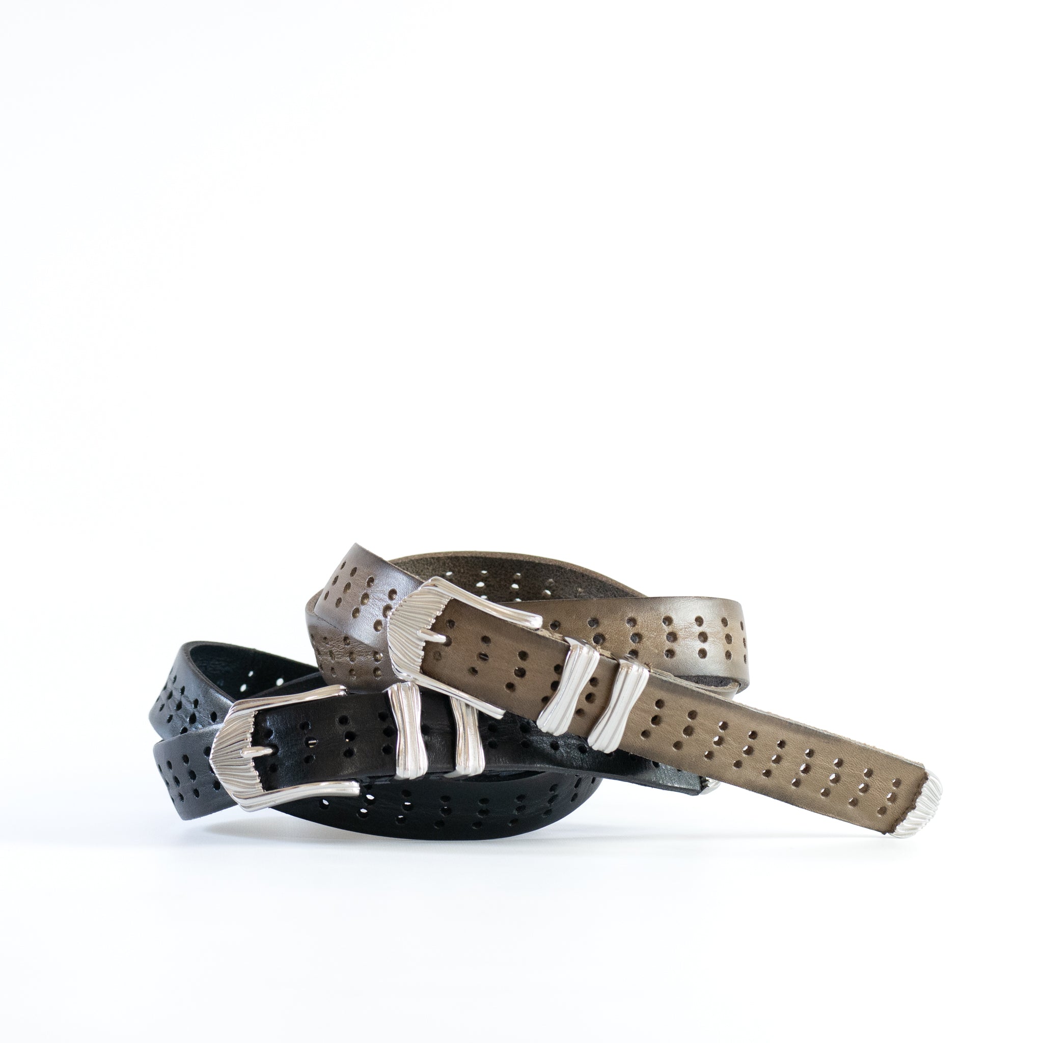 PERFORATED LEATHER WESTERN BELT