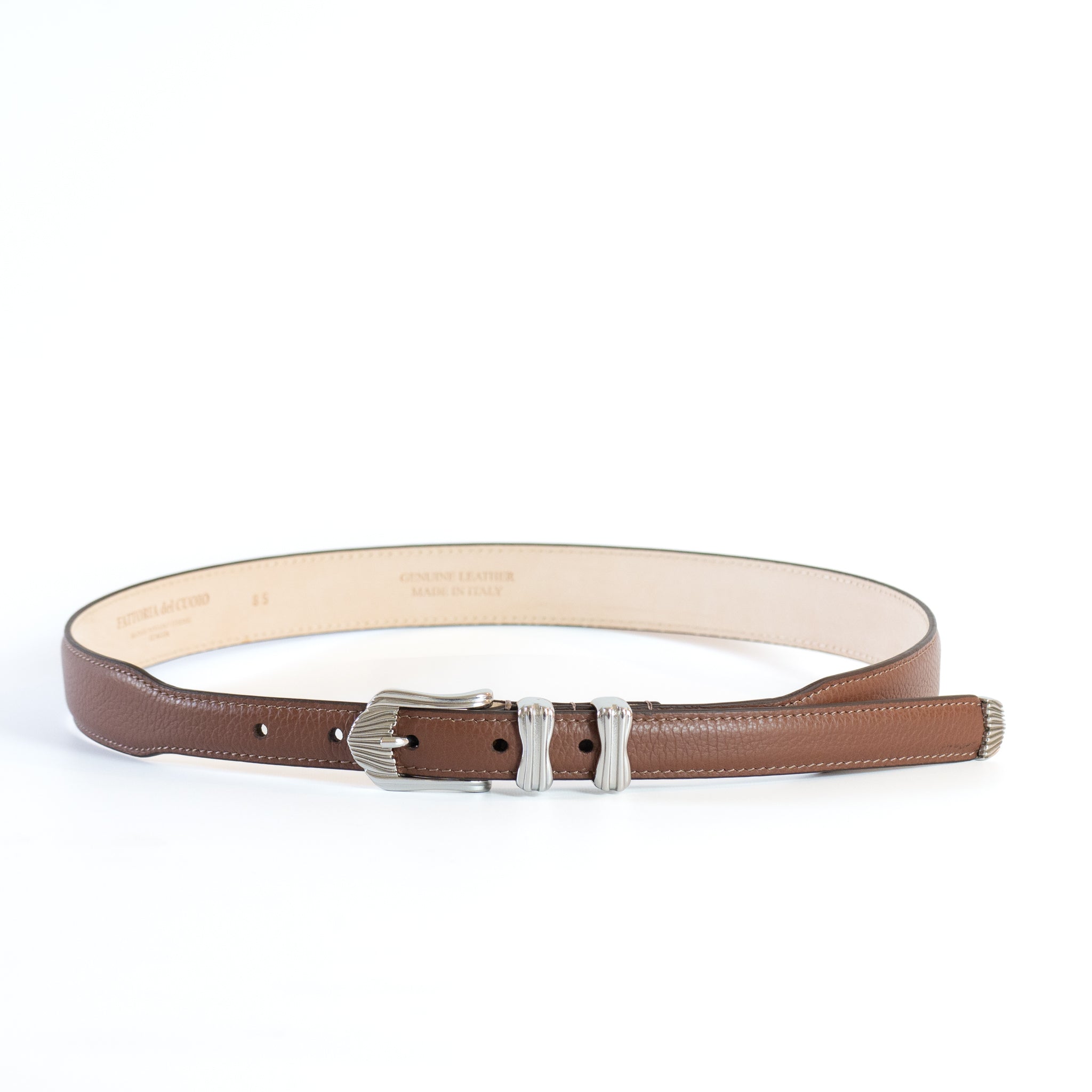 SHRINK EMBOSSED LEATHER WESTERN BELT