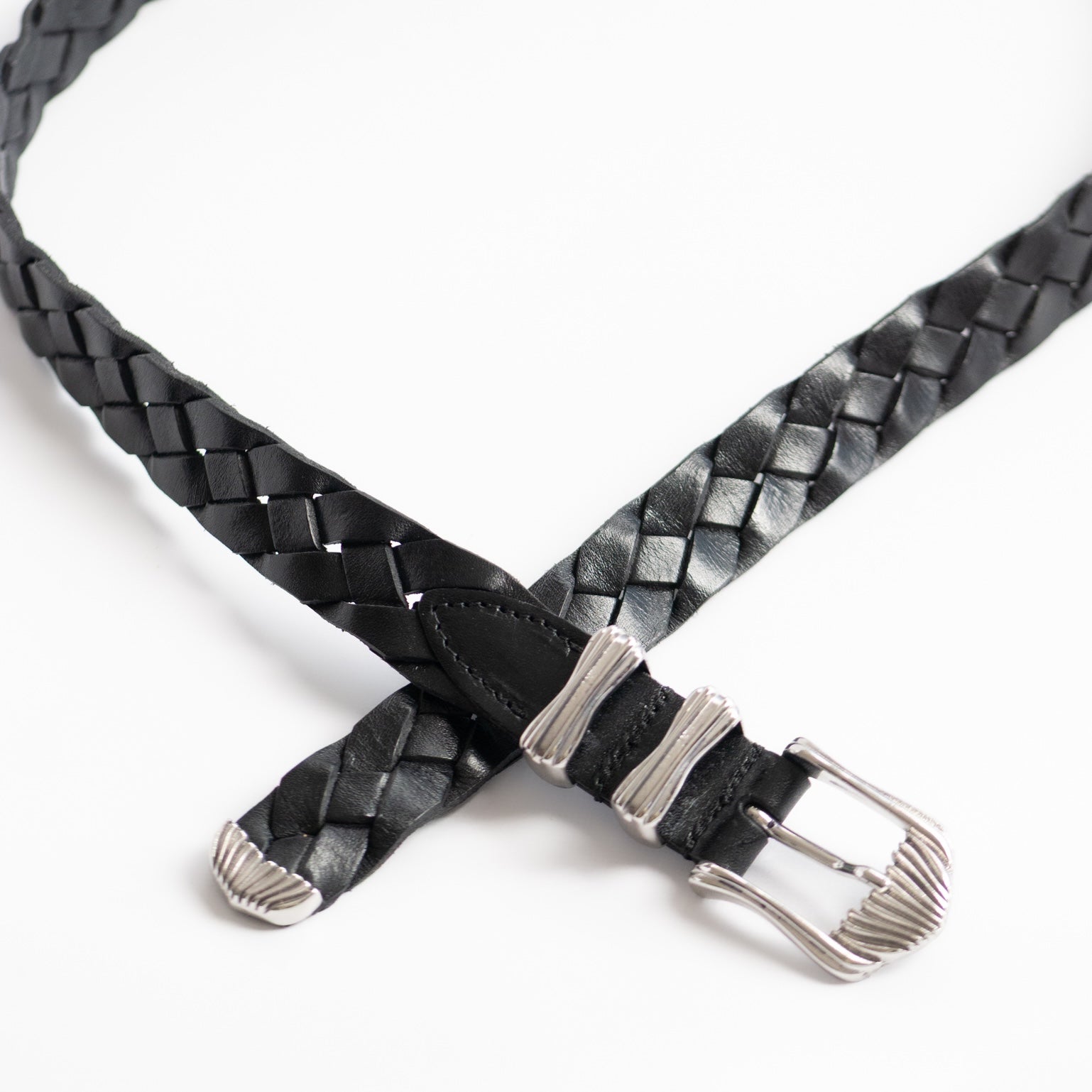 HAND-BRAIDED / leather western mesh belt | W05