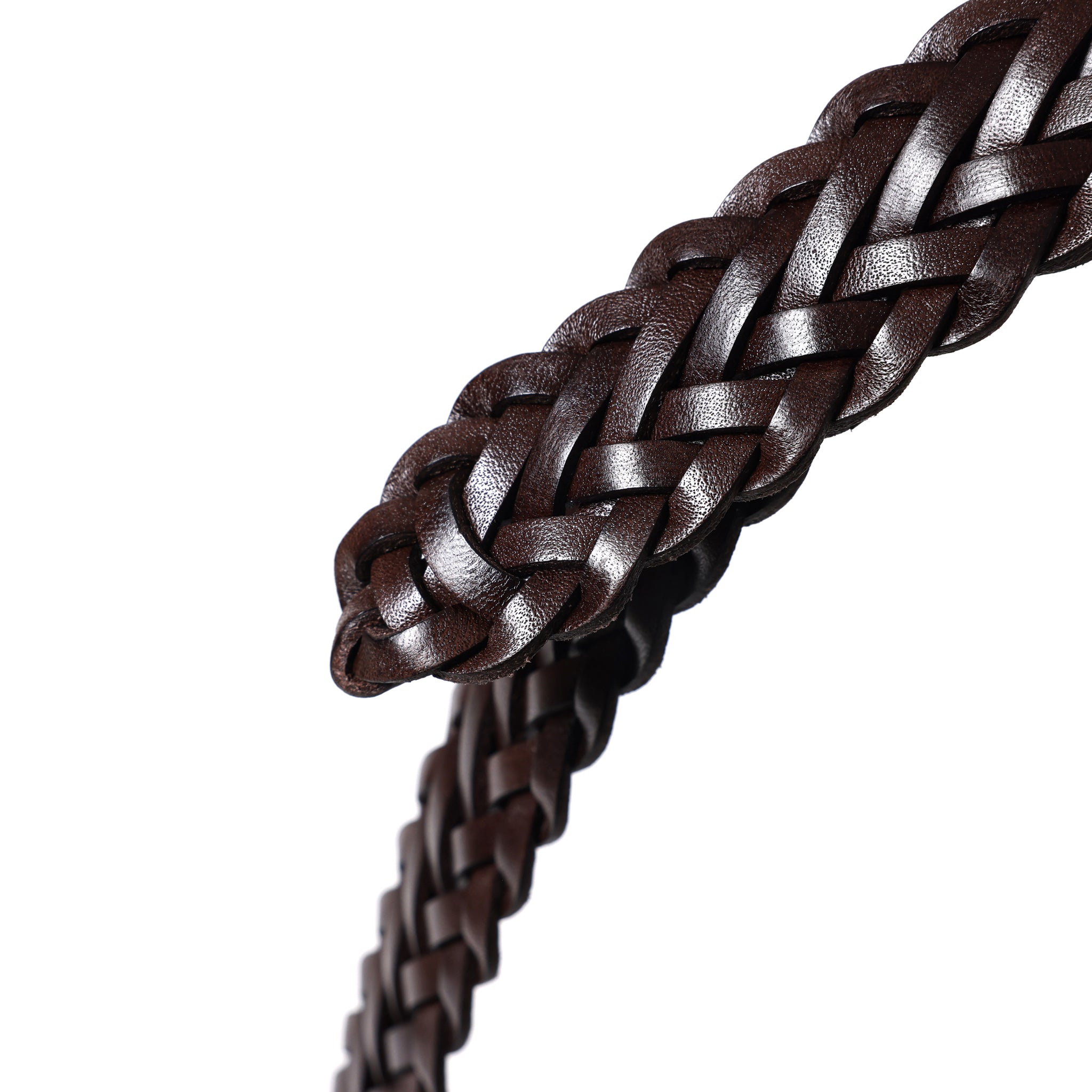 HAND-BRAIDED / DOME BUCKLE MESH LEATHER BELT