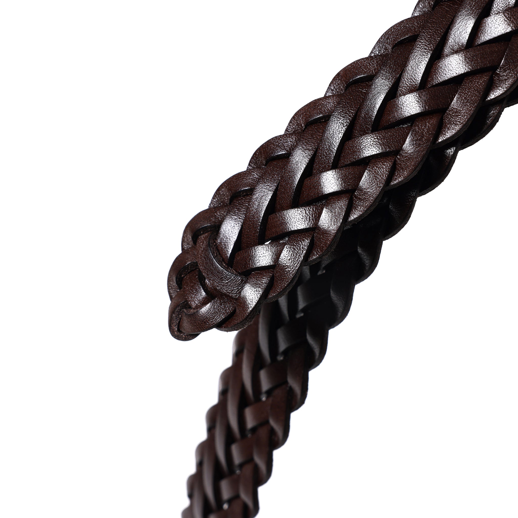 HAND-BRAIDED / ACCENTED SQUAR BUCKLE MESH LEATHER BELT