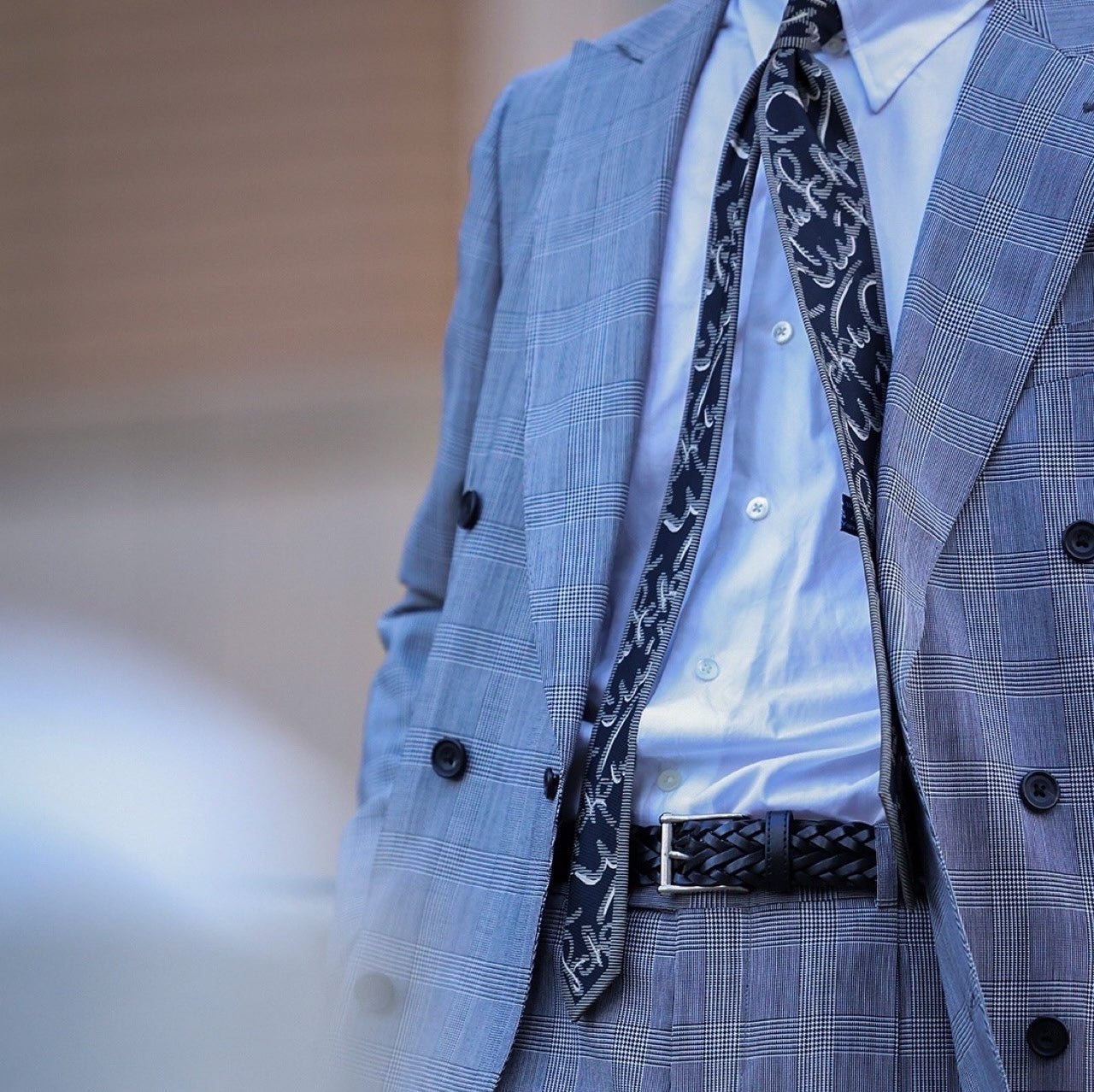 カーフレザー メッシュベルト アクセンテッドスクエアバックルベルト/ 30mm