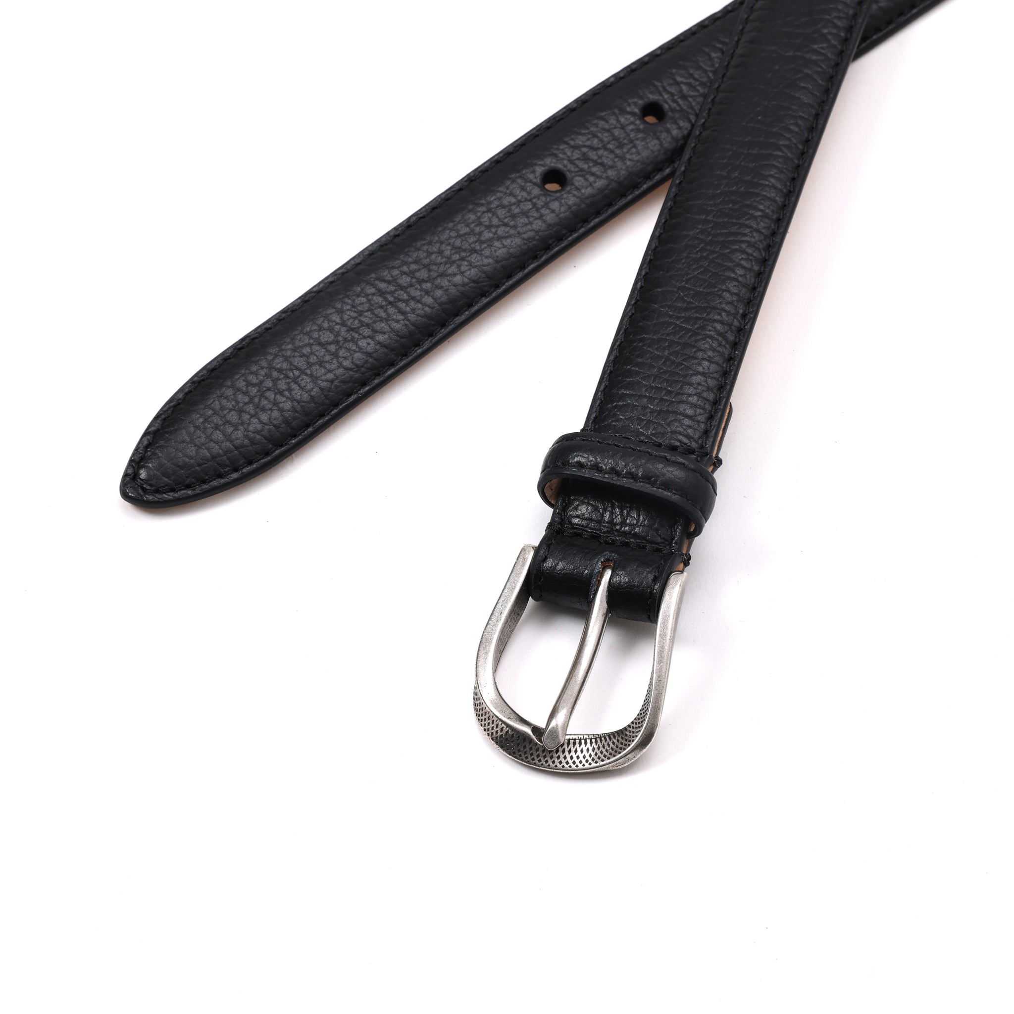 TWIST BUCKLE SHRINK EMBOSSED LEATHER BELT