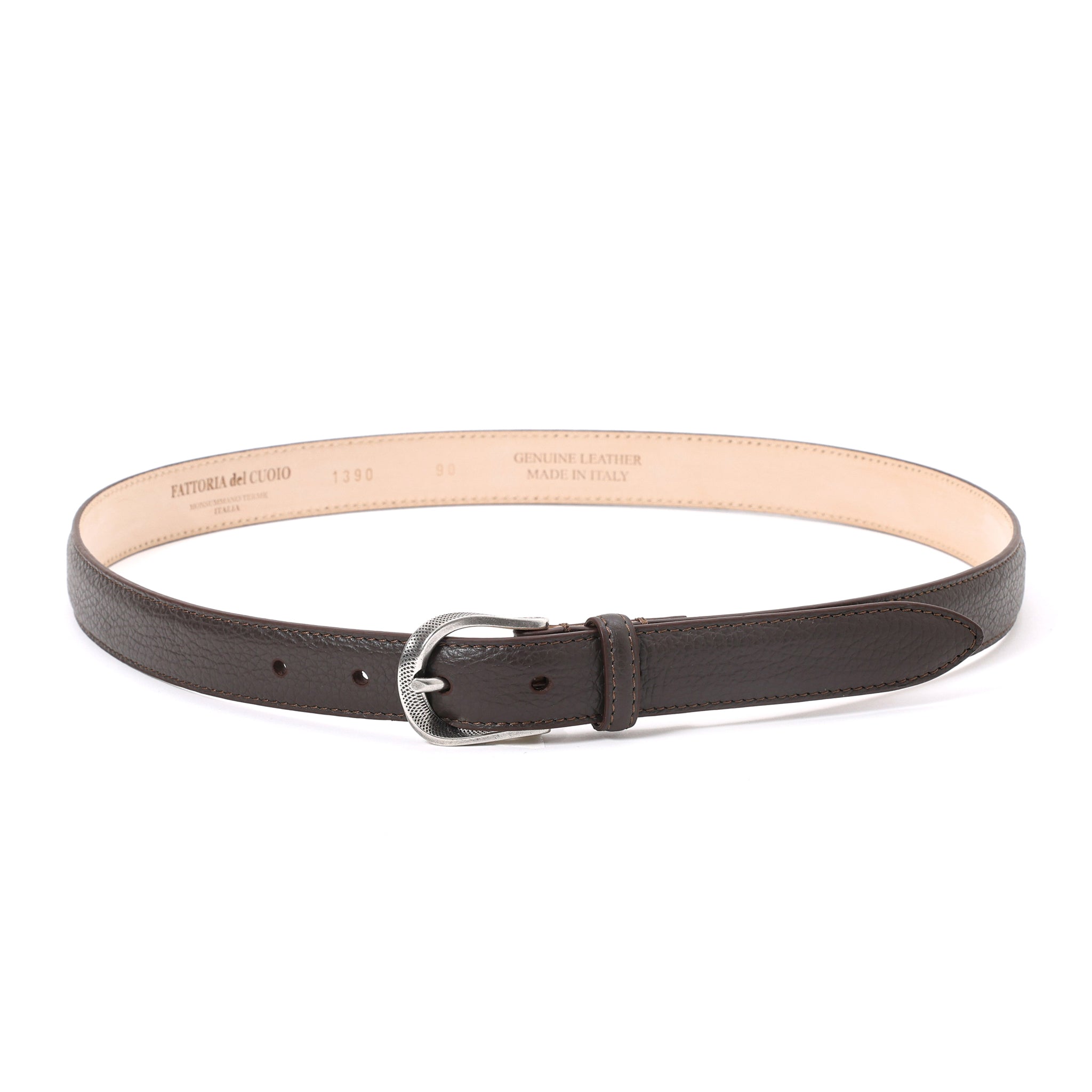 TWIST BUCKLE SHRINK EMBOSSED LEATHER BELT