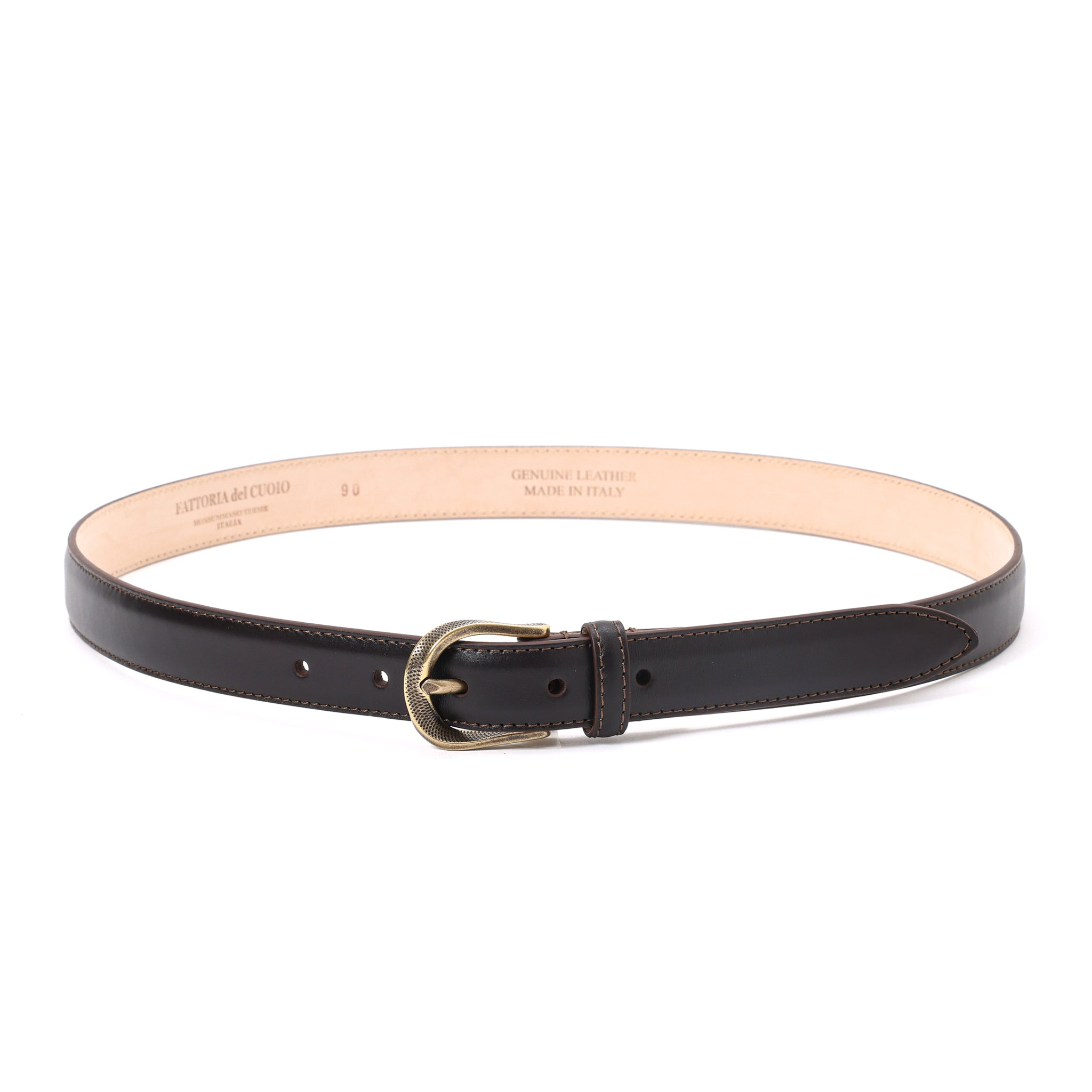 TWIST BUCKLE SMOOTH LEATHER BELT / GOLD BUCKLE