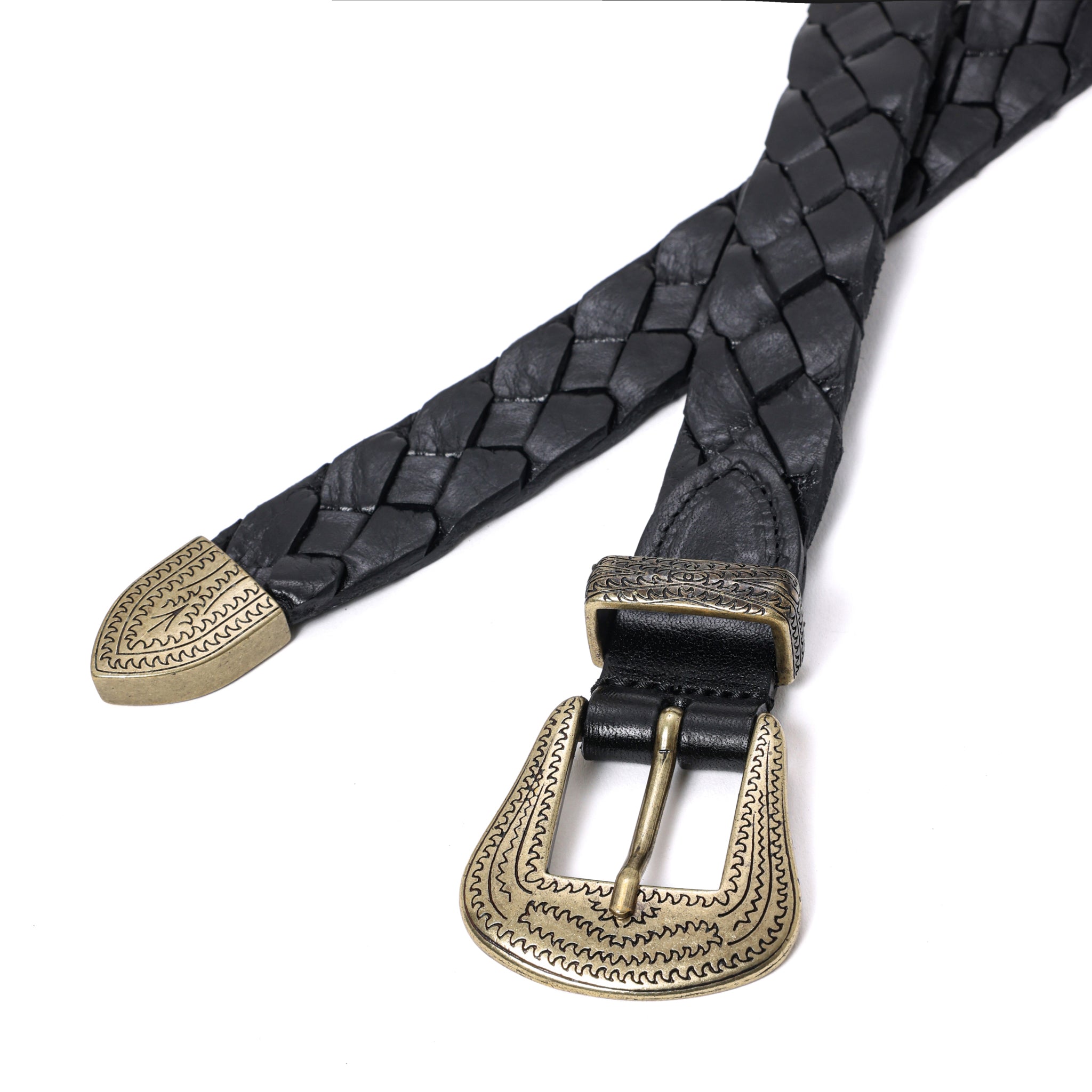 カウレザー ウェスタンメッシュベルト W08 (GOLD) | 25mm