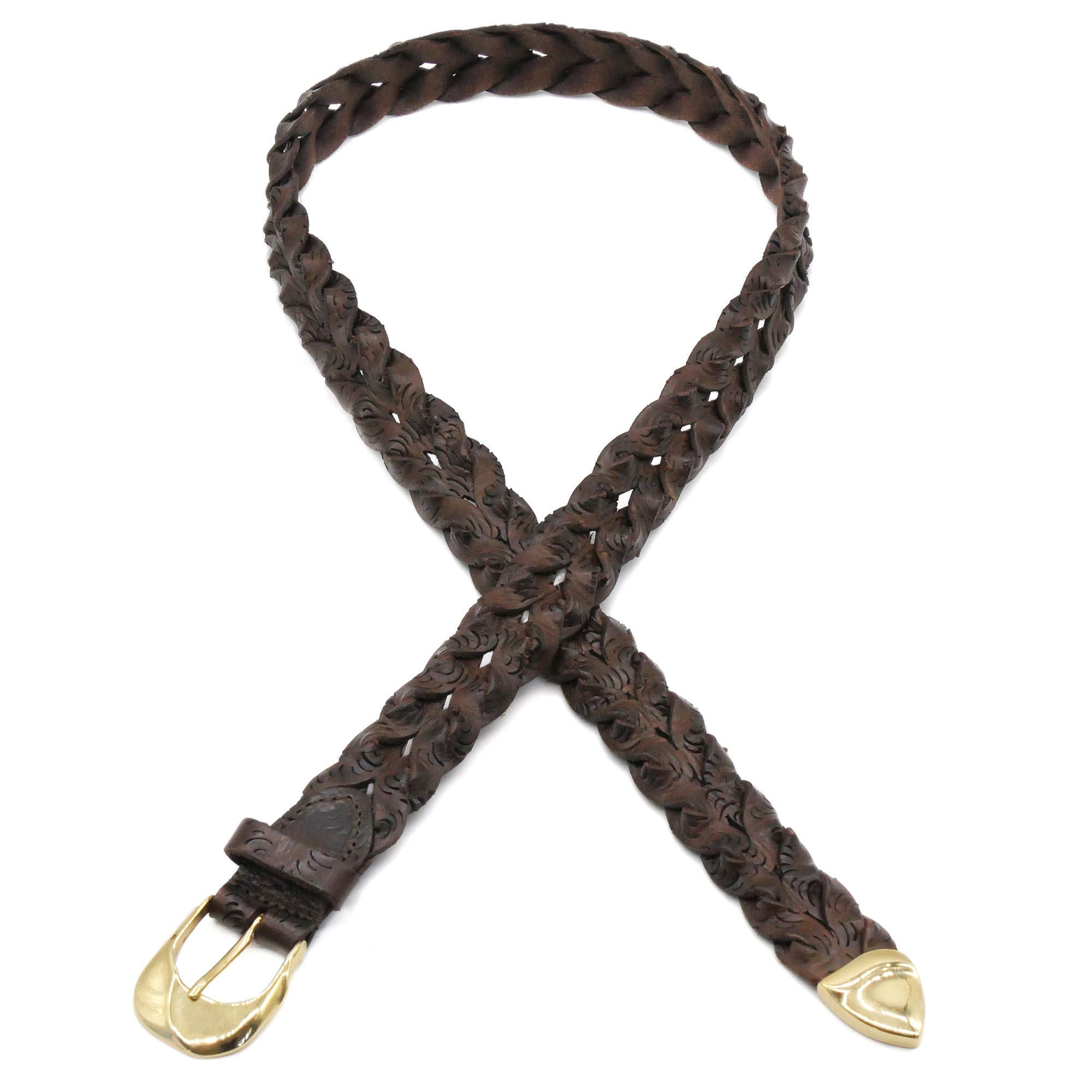 HAND-BRAIDED / puntale cutting mesh BELT / GOLD BUCKLE