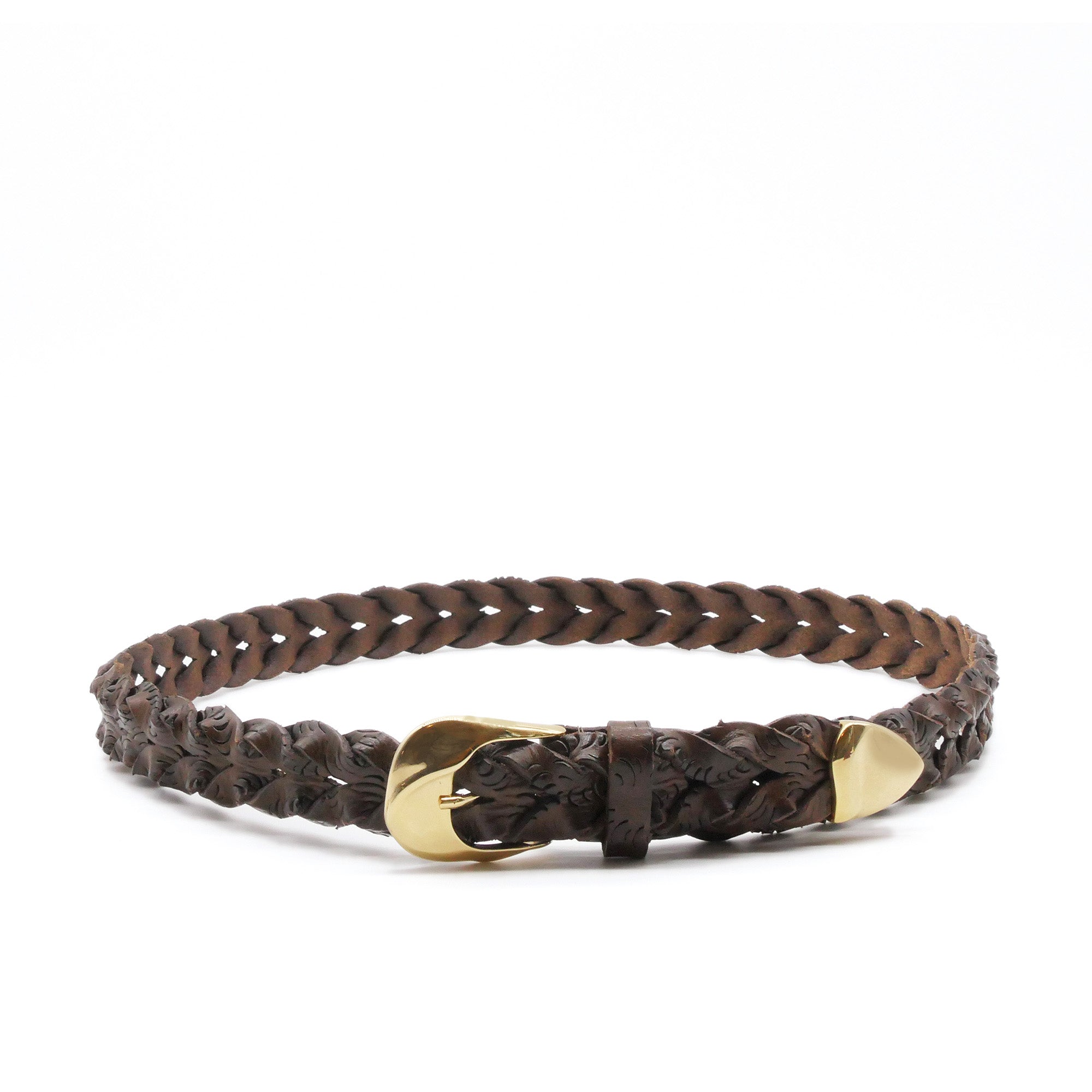 HAND-BRAIDED / puntale cutting mesh BELT / GOLD BUCKLE