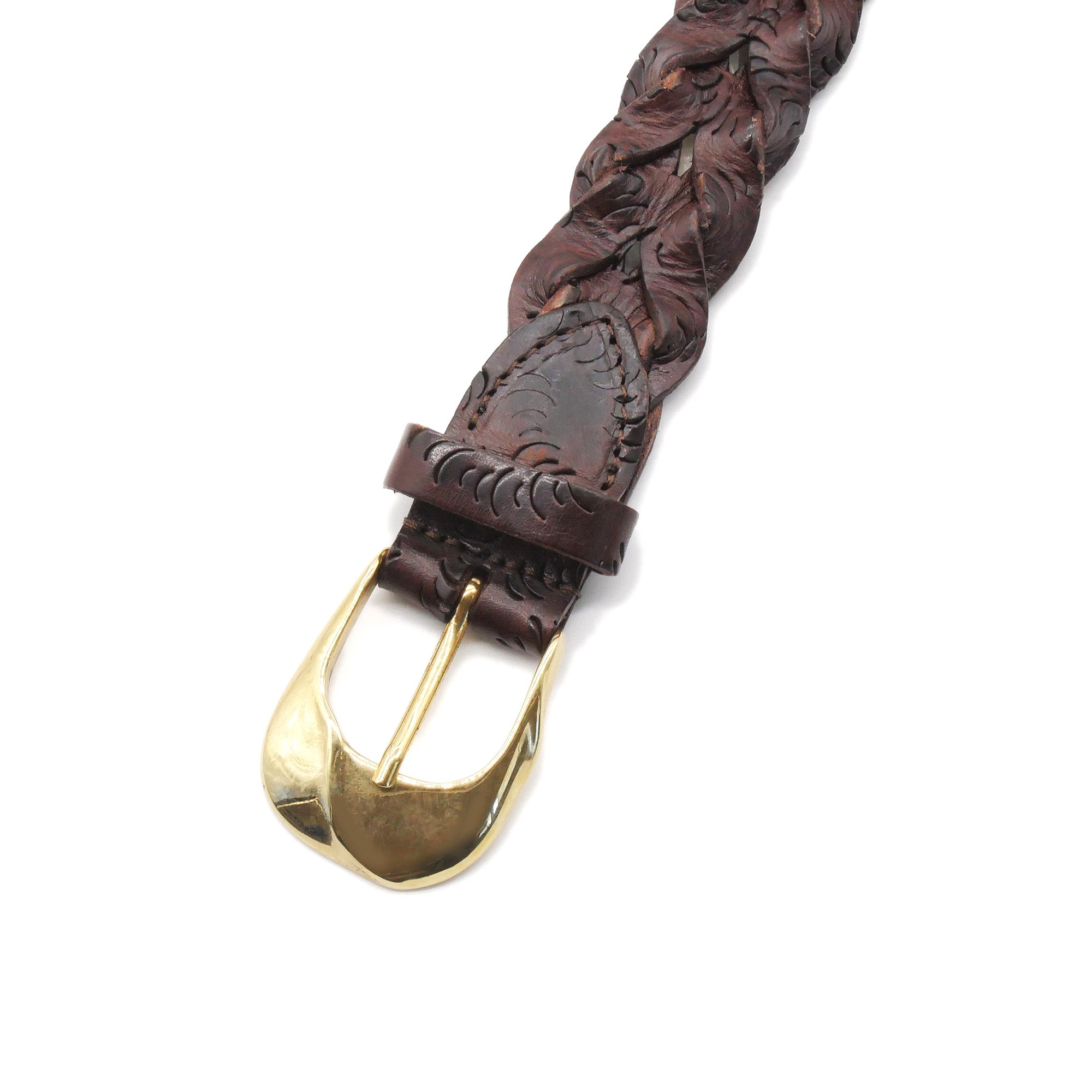 HAND-BRAIDED / puntale cutting mesh BELT / GOLD BUCKLE