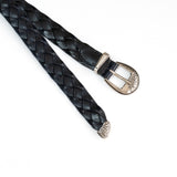 leather western mesh belt /  SILVER BUCKLE