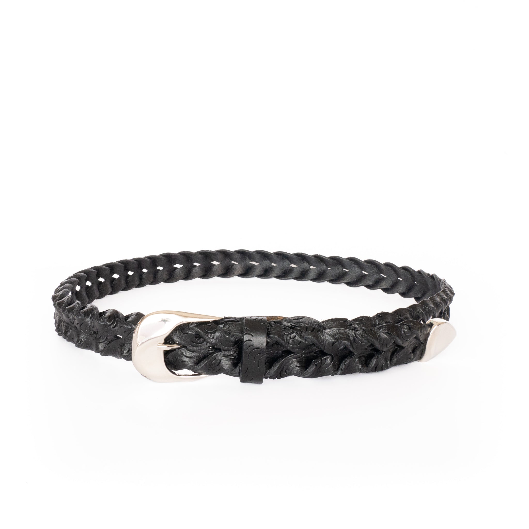 HAND-BRAIDED / puntale cutting mesh BELT /  SILVER BUCKLE