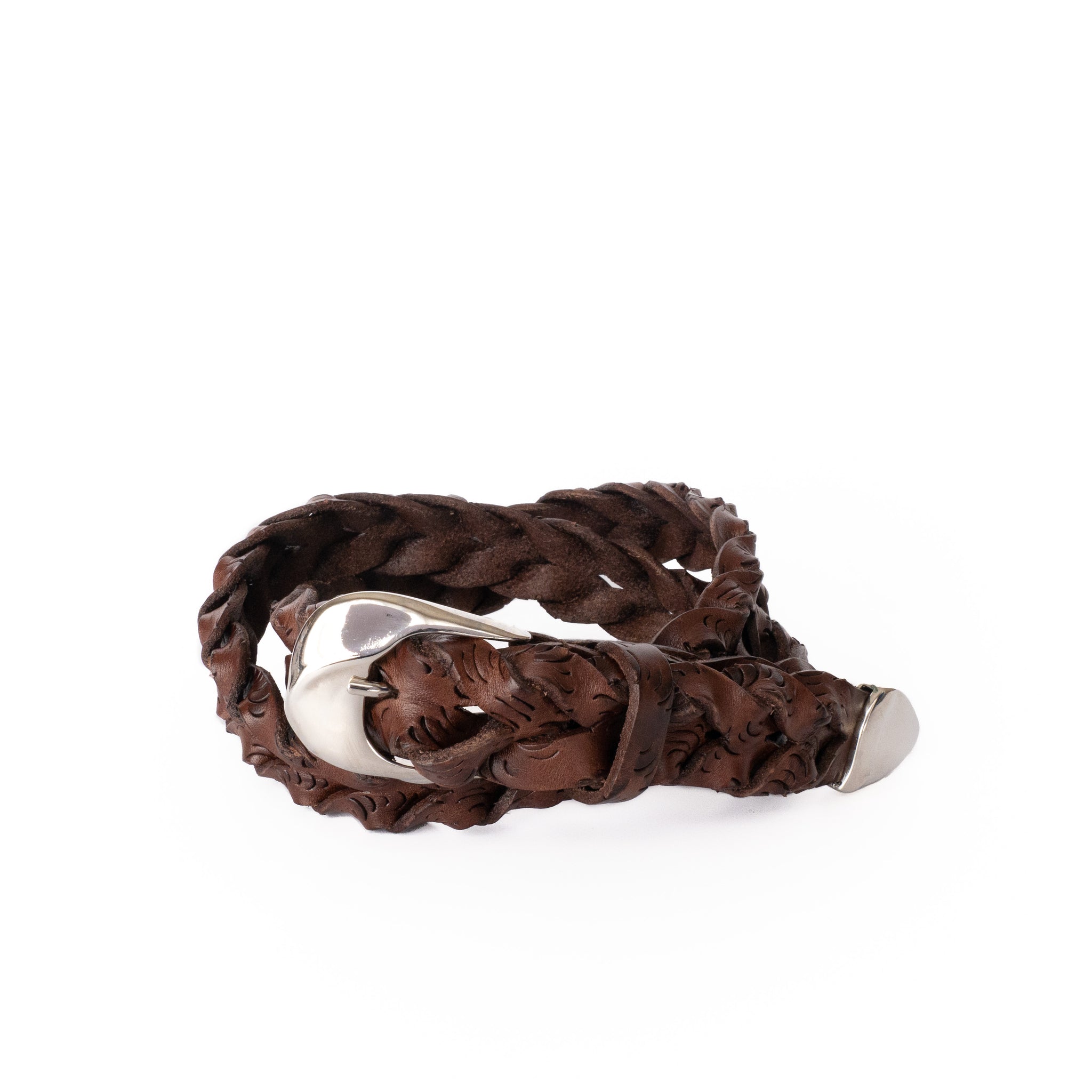 HAND-BRAIDED / puntale cutting mesh BELT /  SILVER BUCKLE