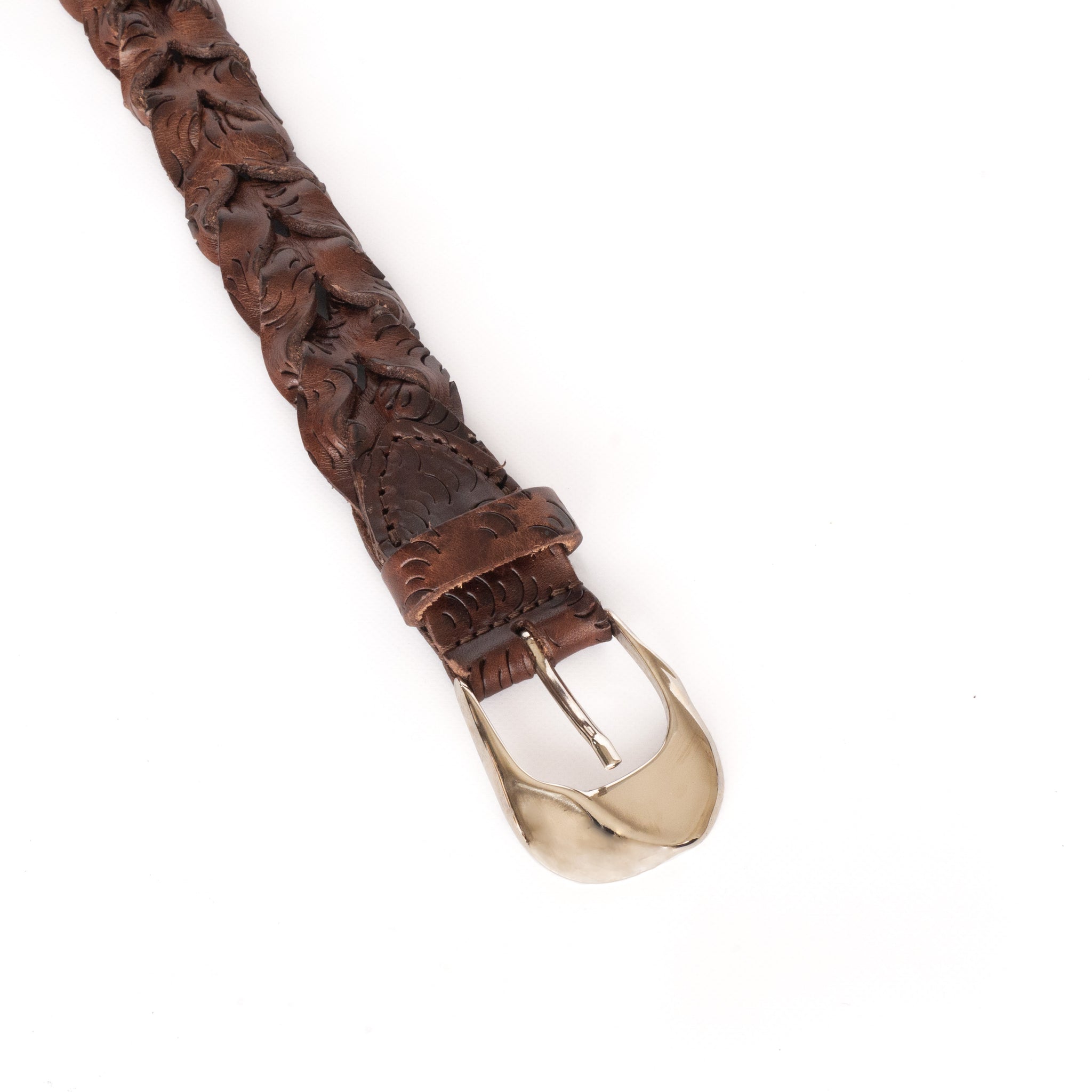 HAND-BRAIDED / puntale cutting mesh BELT /  SILVER BUCKLE