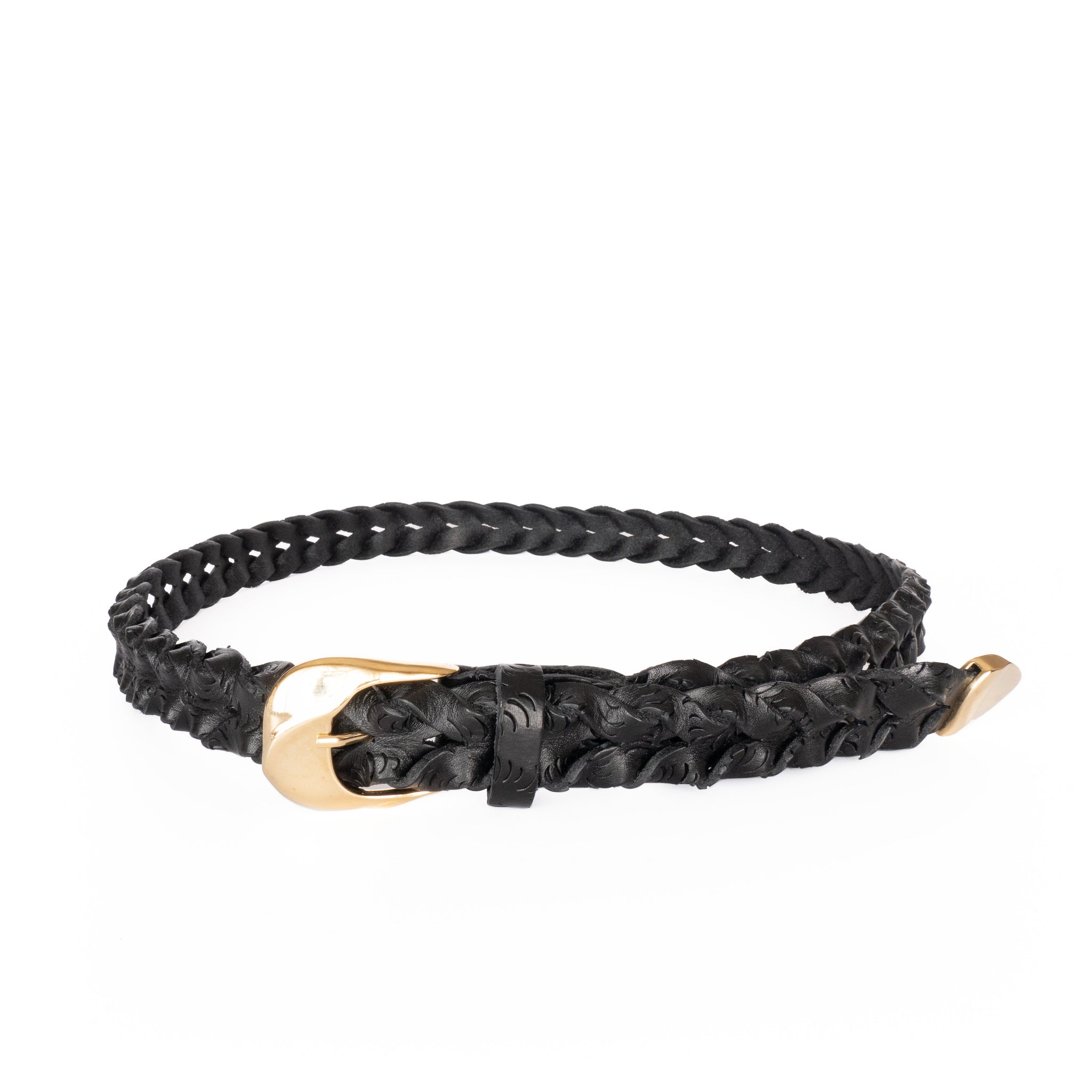 HAND-BRAIDED / puntale cutting mesh BELT / GOLD BUCKLE