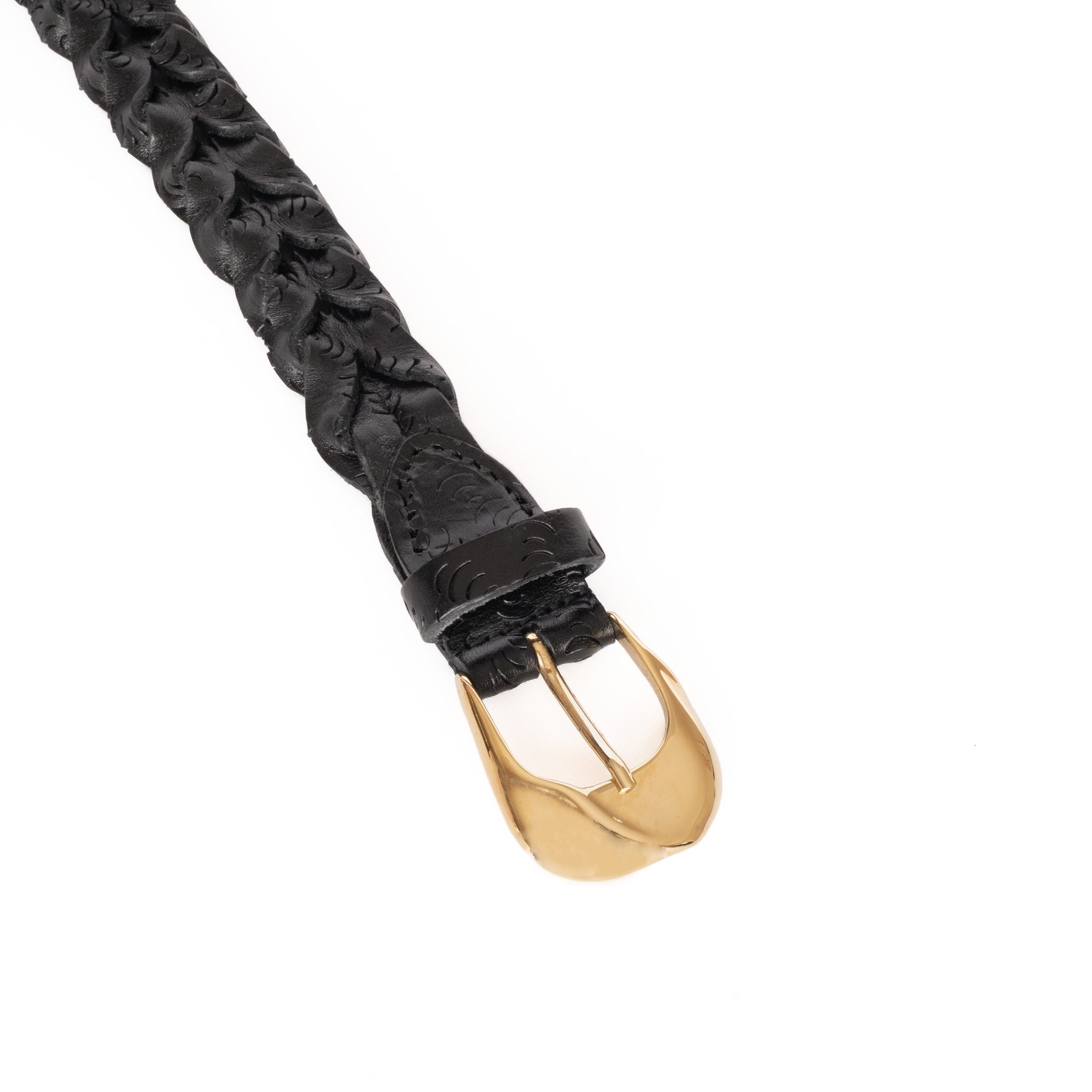 HAND-BRAIDED / puntale cutting mesh BELT / GOLD BUCKLE