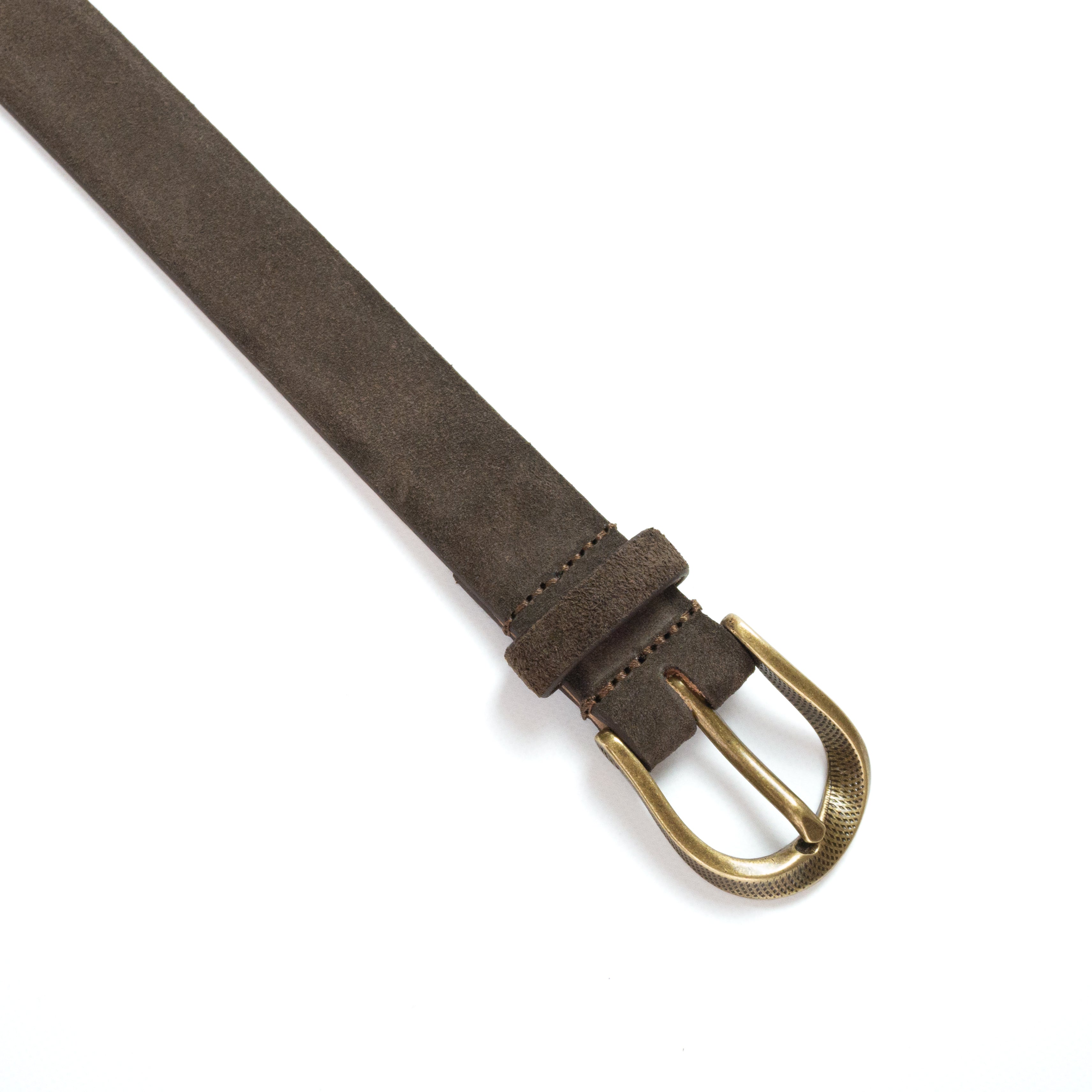 TWIST BUCKLE SUEDE BELT / GOLD BUCKLE