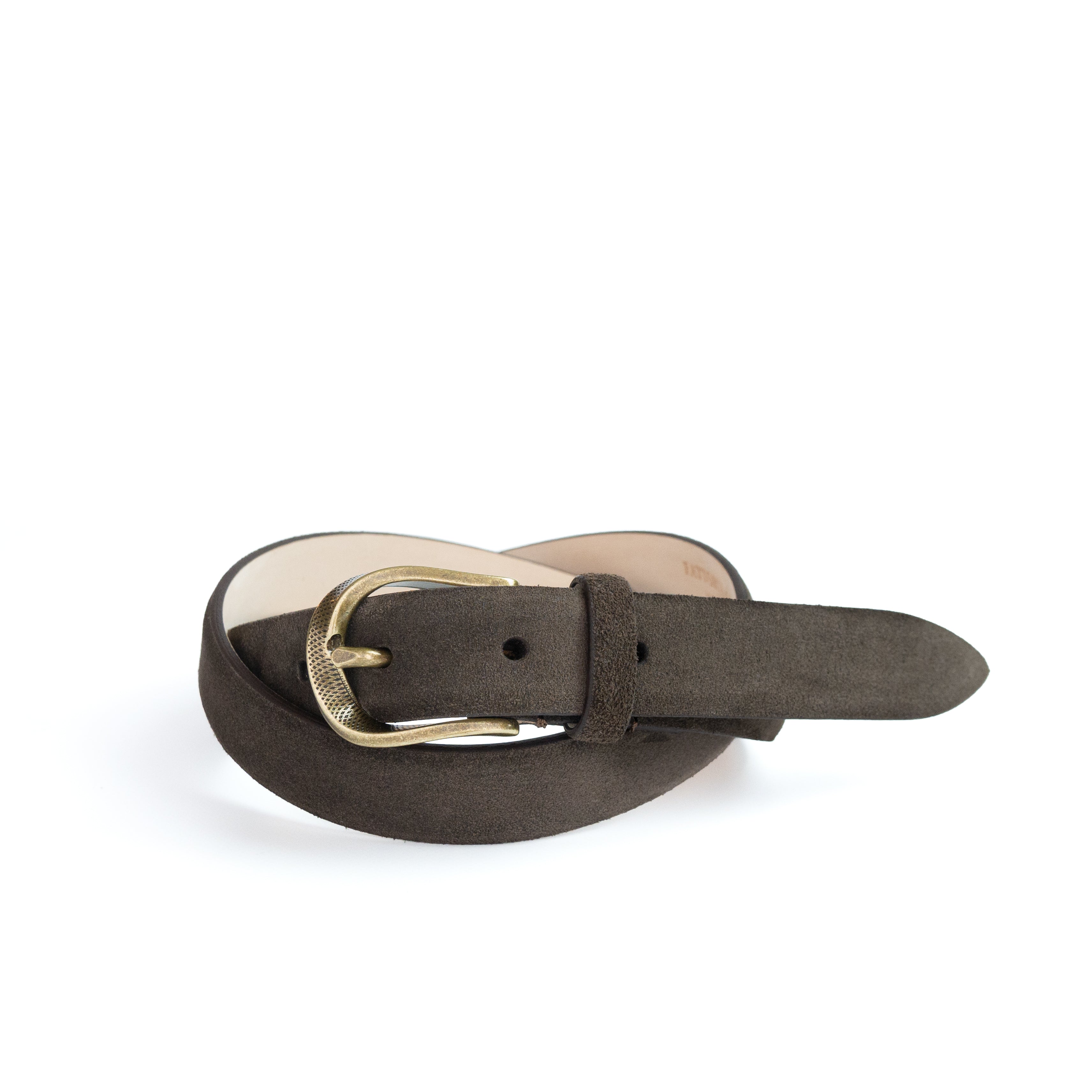 TWIST BUCKLE SUEDE BELT / GOLD BUCKLE