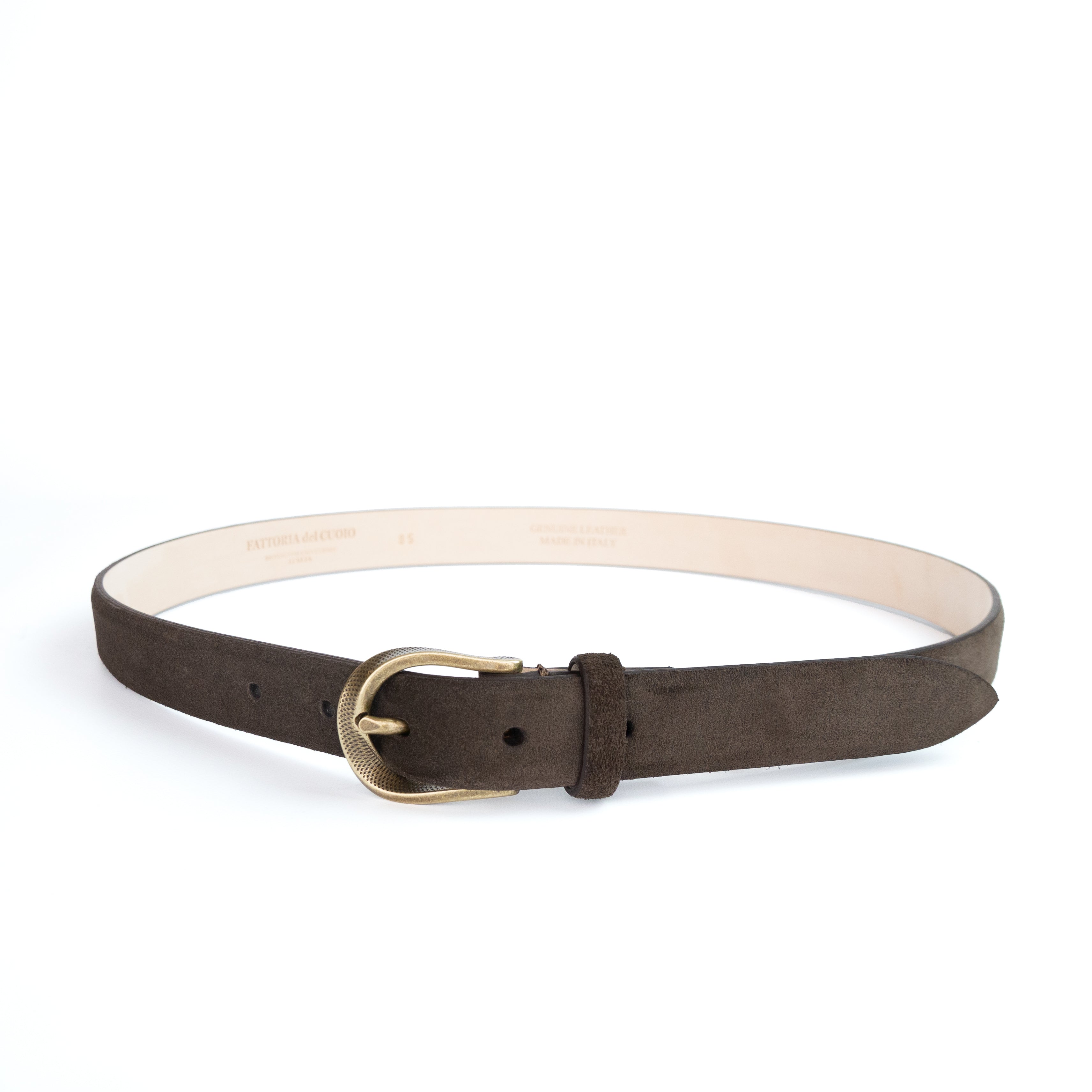 TWIST BUCKLE SUEDE BELT / GOLD BUCKLE