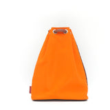 レザーイントレチャート ダブルフェイス 巾着型バッグ / レザーイントレチャート x ナイロン / ブラウン x オレンジ